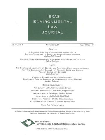 Cover of Texas Environmental Law Journal