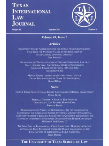 Cover of The Texas International Law Journal