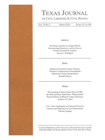 Cover of The Texas Journal on Civil Liberties and Civil Rights